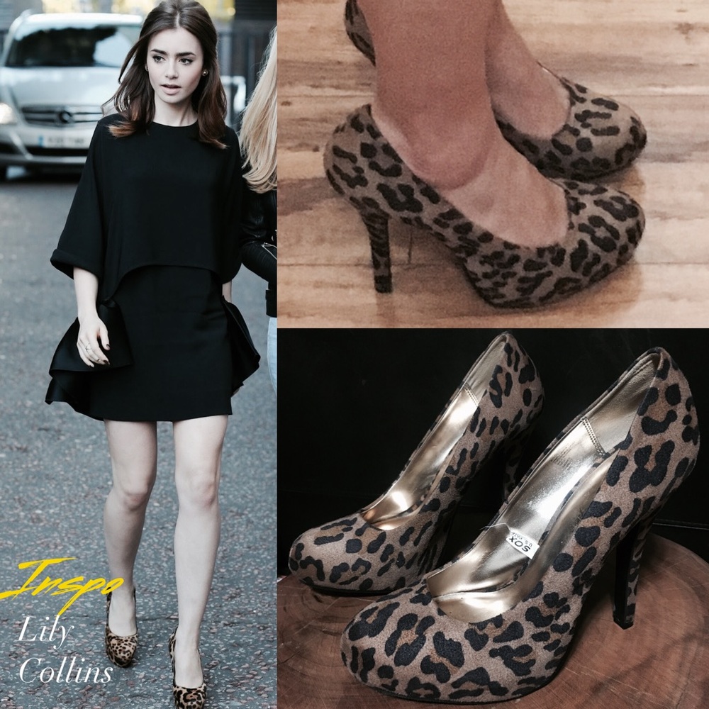 Leopard Print Round Toe Platform Heels - image 1